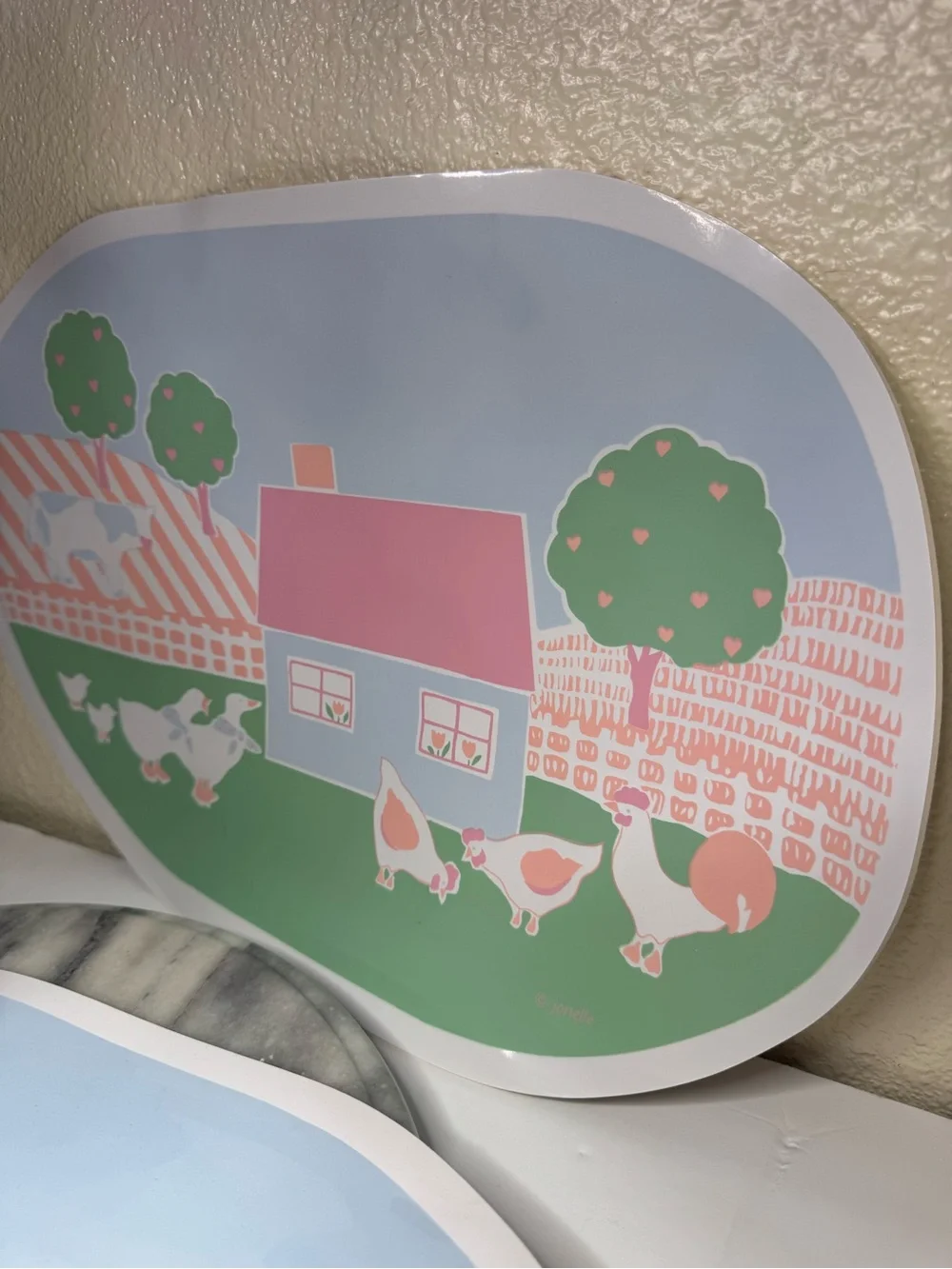 Pastel Farmhouse Wall Decor Plaque - Pink & Green